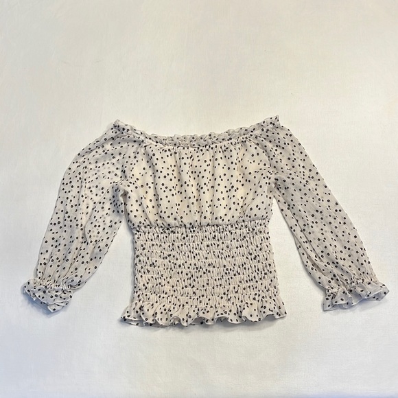 🔵 Anthropologie Lucia Off Shoulder Polka Dot Top - Picture 8 of 8